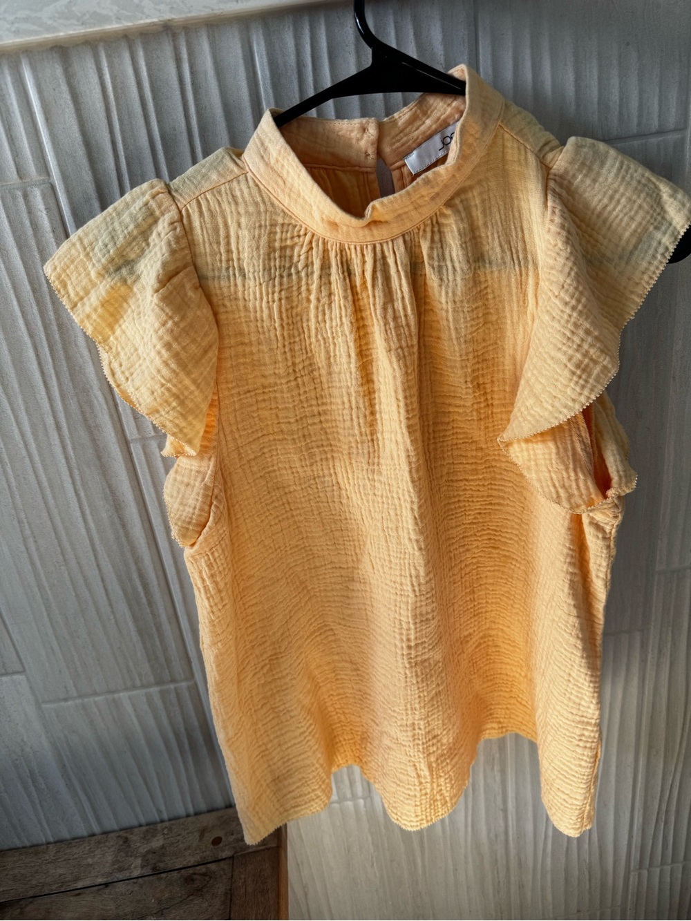 Joe's Jeans Apricot Ruffle-Sleeve Cotton Gauze Top